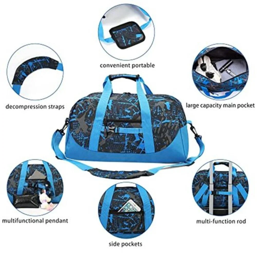 Kids duffel bag travel gym school overnight weekender tote carry on boys girls