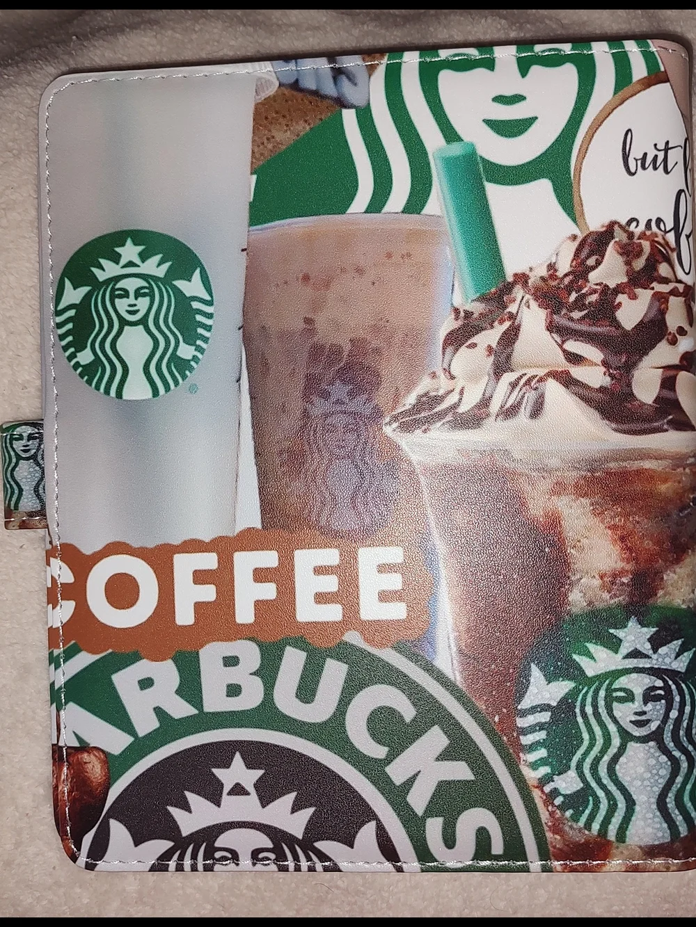 New! A5 Starbucks Logo Coffee Collage Sleeve - Green & Brown Binder Notebook