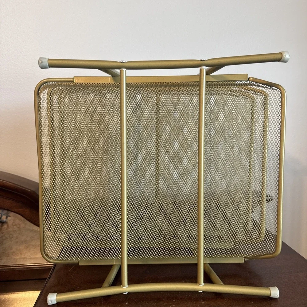 3 Tier Pull Out Document File Organizer Rack Desk Letter Tray Mesh Metal Gold