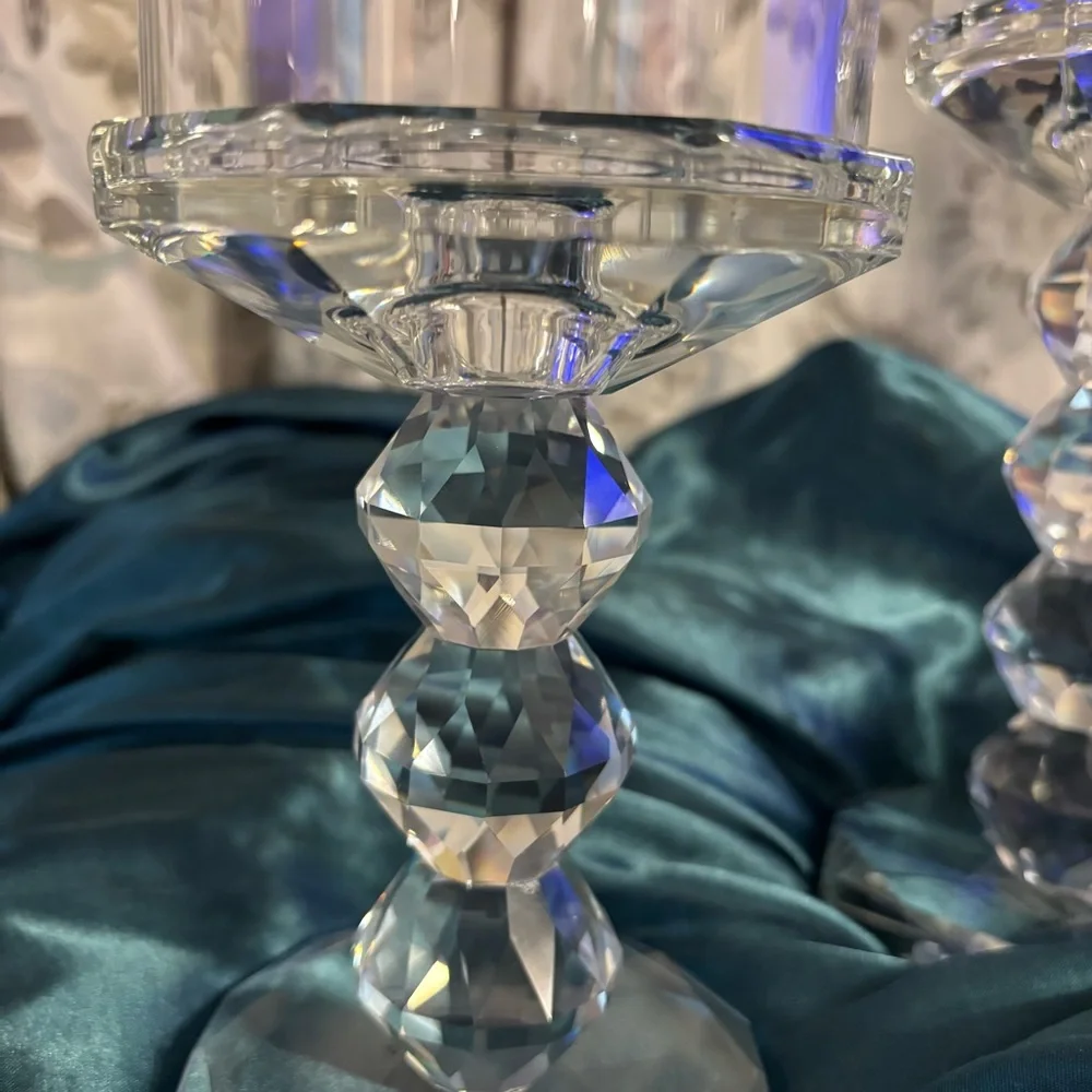 Crystal Cut hurricane candle holders. 2 count. New