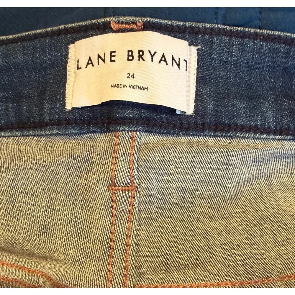 Lane Bryant Womens 24 Signature Fit Skinny‎ Jeans Mid-Rise Medium Wash Blue Plus