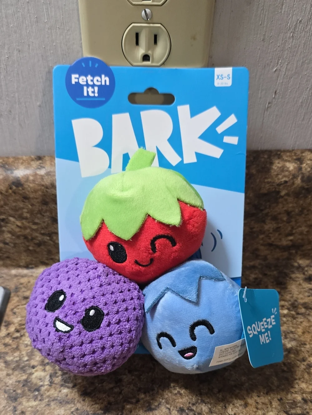 Bark Wild Berry Bunch Plush Fruit Squeak Dog Toy Trio -  NWT  XS-S 0-20 Pounds‎