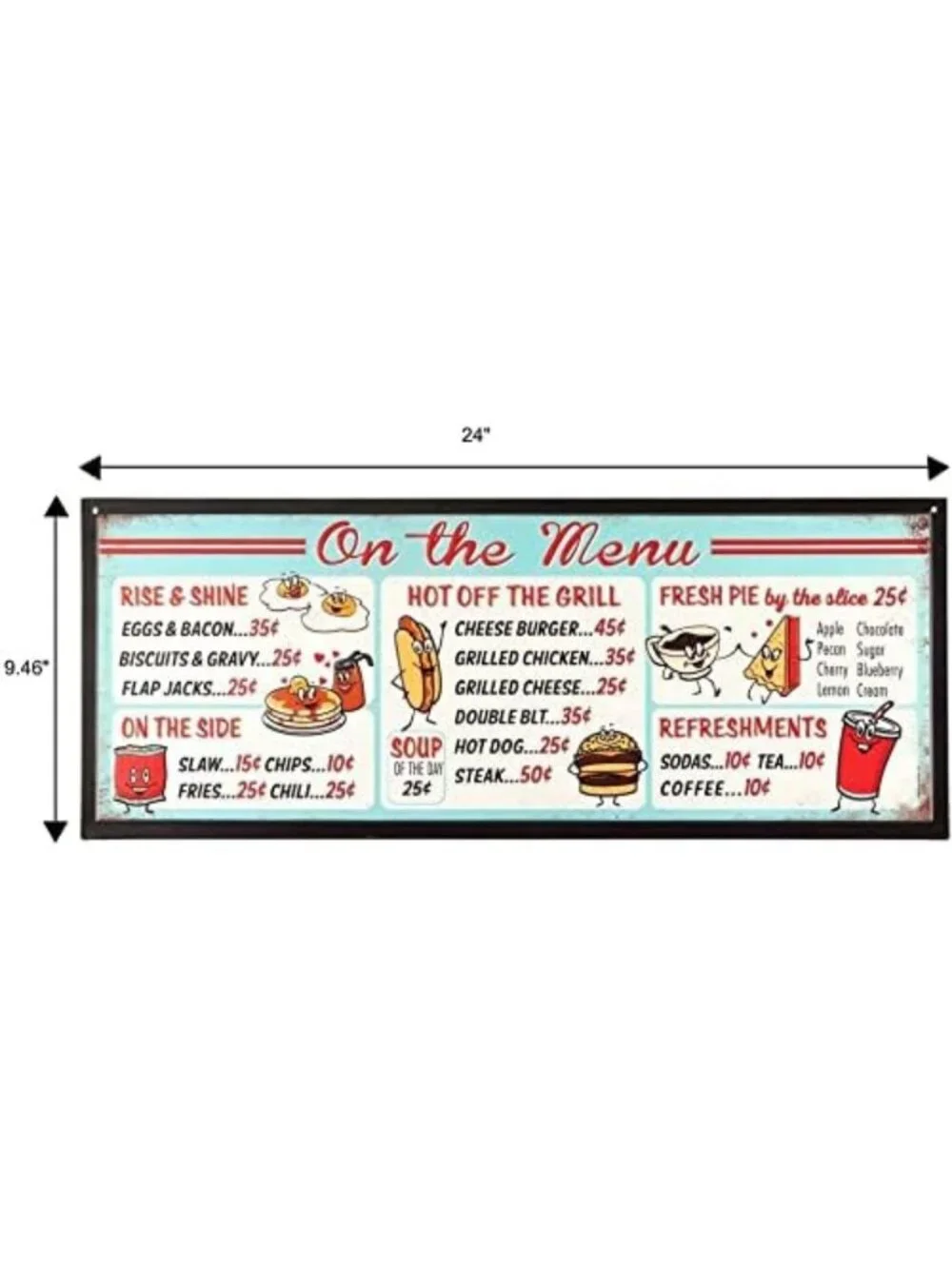 Vintage-Inspired Embossed Metal Sign for Kitchen Decor & Restaurant Wall Art