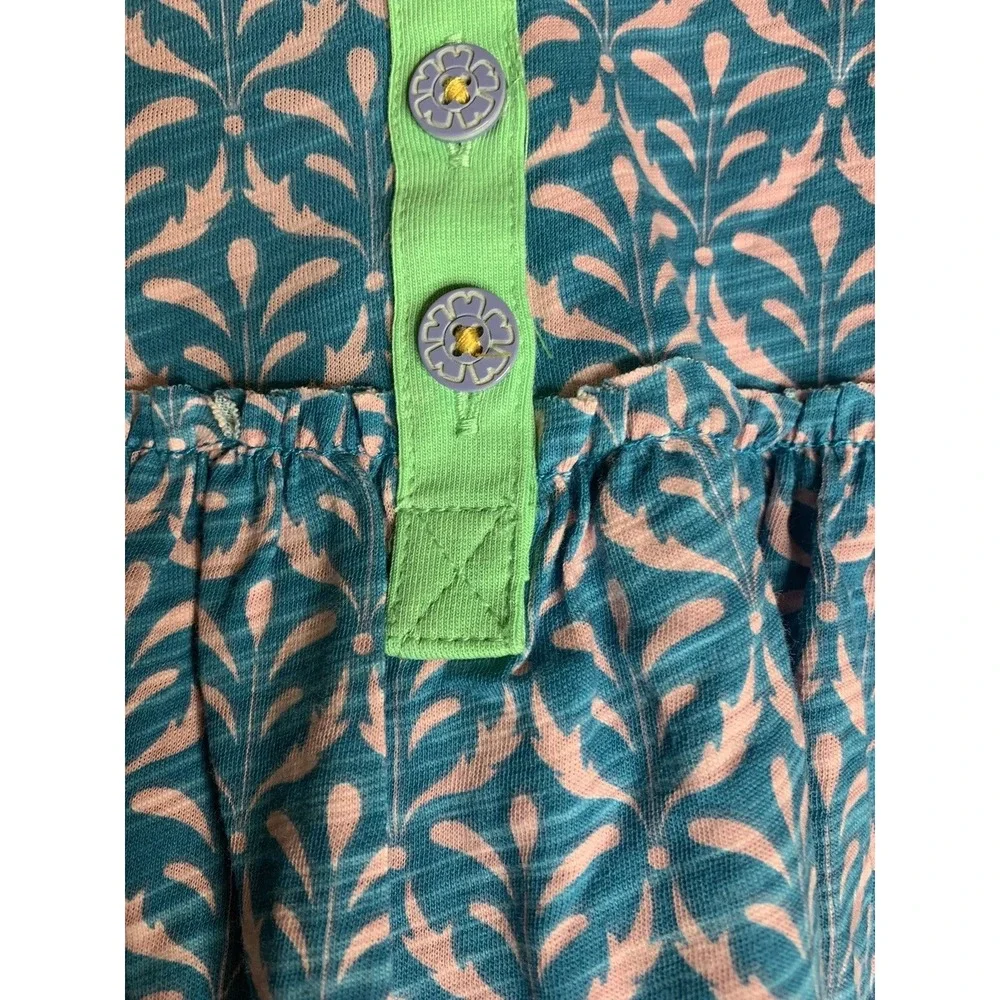 Matilda Jane Top Girls Size 2 Blue Pink Green Damask Ruffle Boho Cottagecore