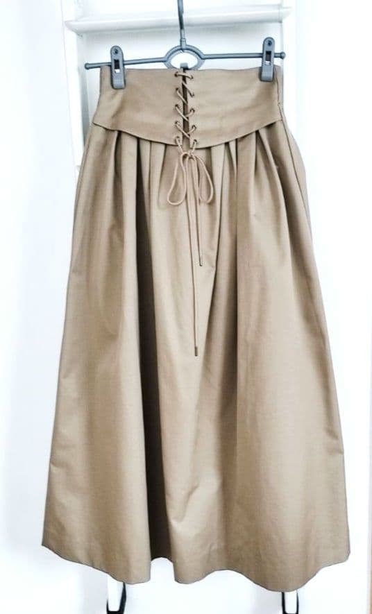 JEANASIS Beige Lace-up Flare Skirt
