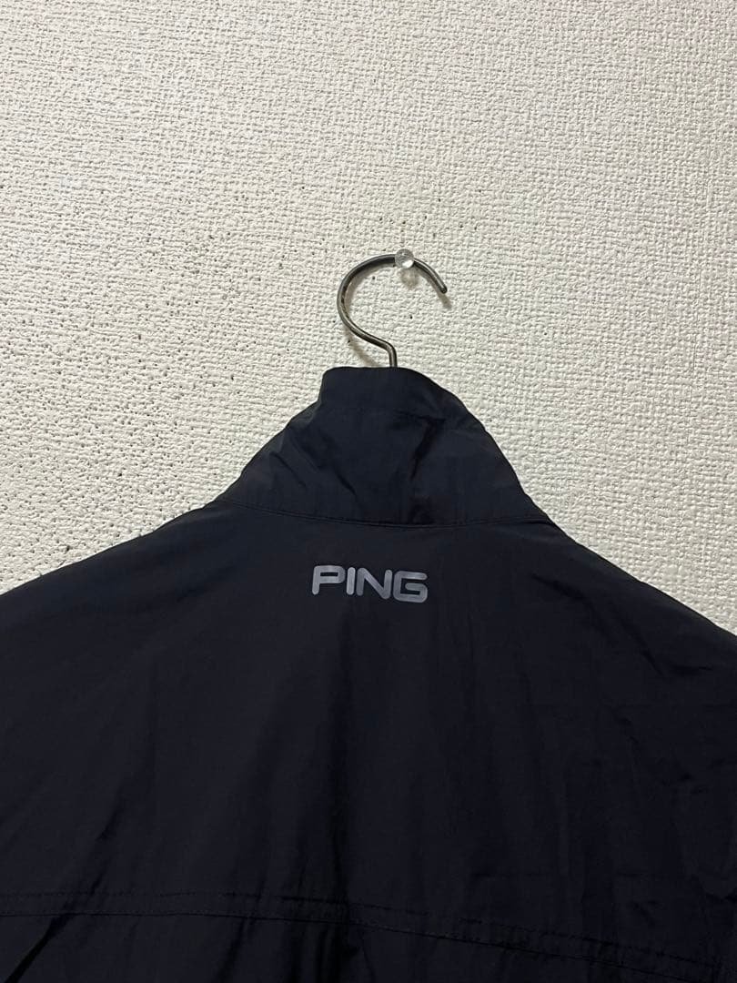 PING Nylon Vest /L Black Stretch Golf Logo Print PING