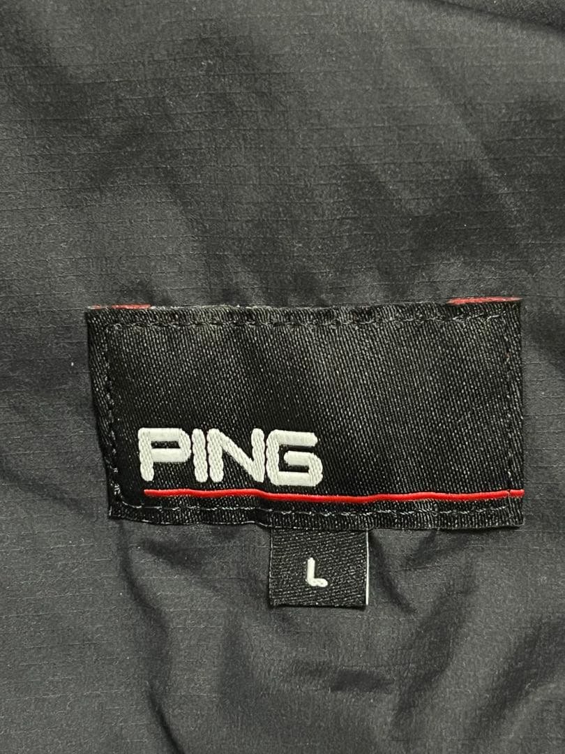 PING Nylon Vest /L Black Stretch Golf Logo Print PING